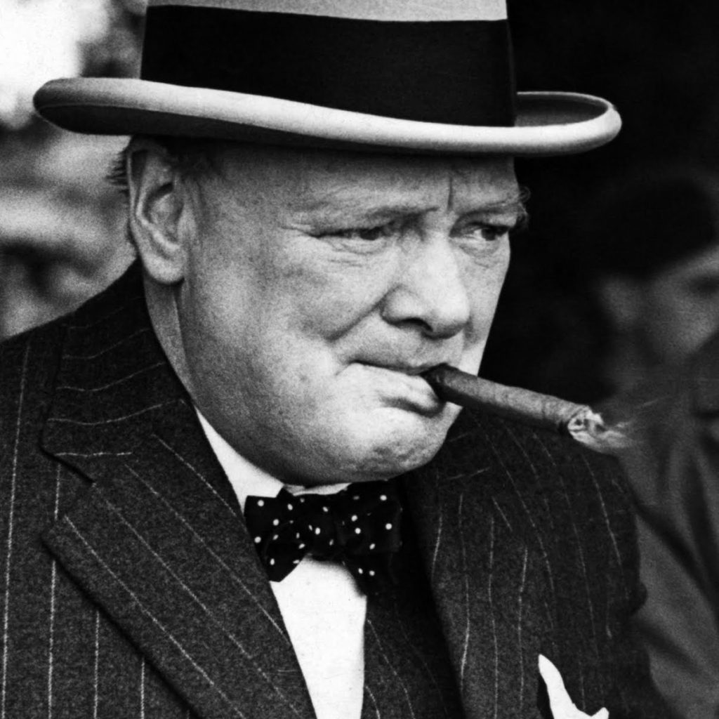 Winston Churchill chalk stripe flannel suit