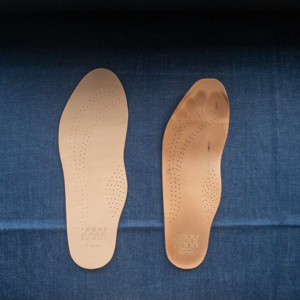 足の形に変形する本革製の中敷き　日本製