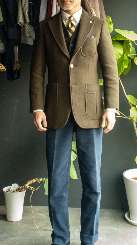 メルトンブレザー メルトンジャケット オリーブ色