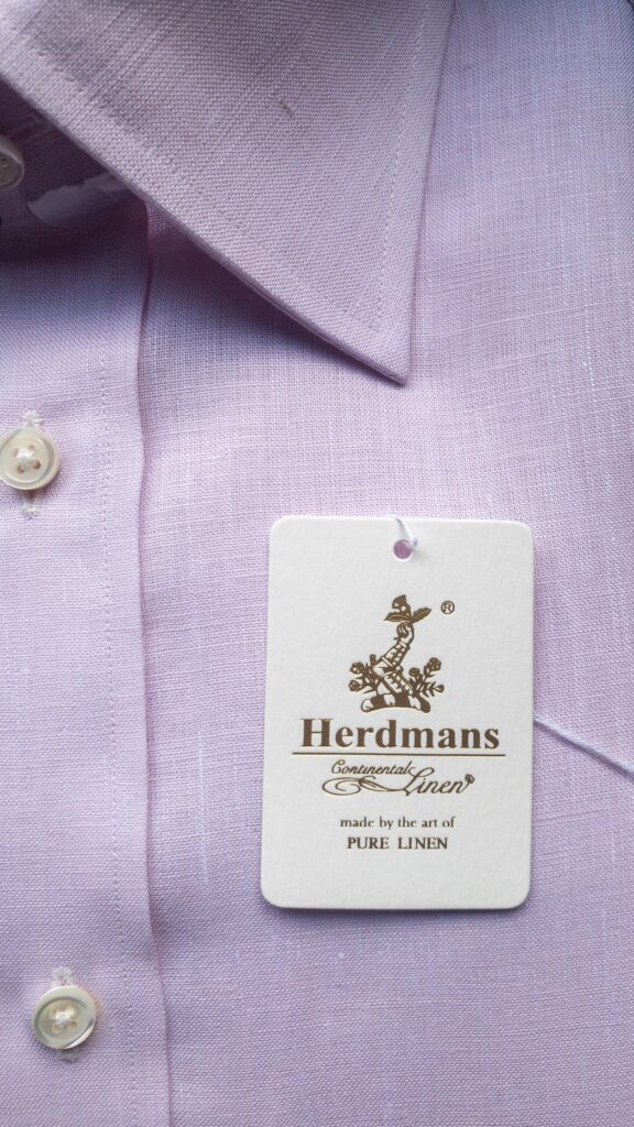 ピンクリネンシャツ　麻